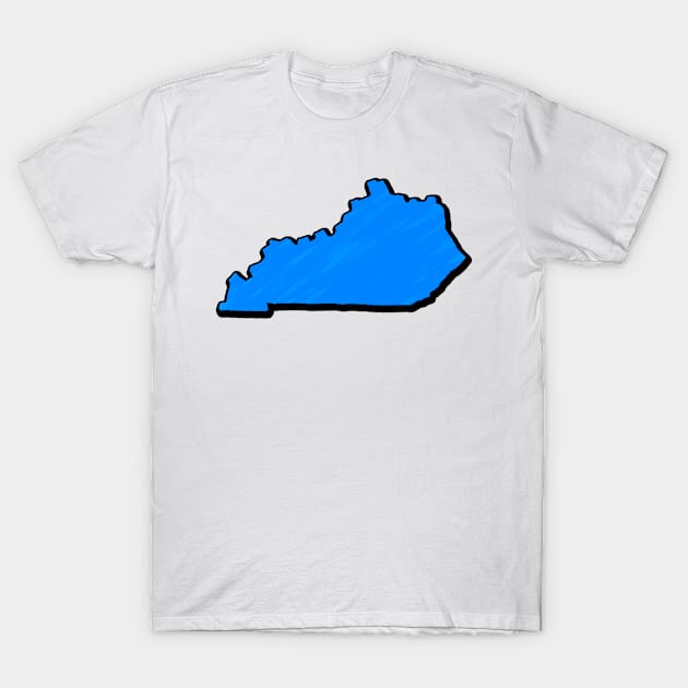 Bright Blue Kentucky Outline T-Shirt by Mookle